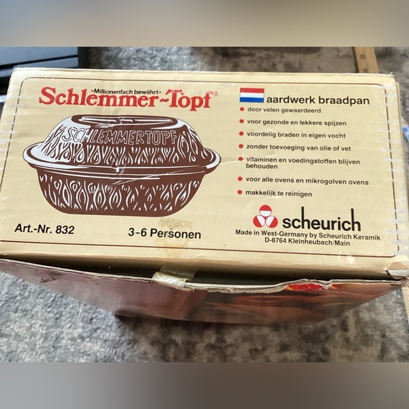 Vintage Schlemmer-Topf Scheurich Keramik Clay Cooking Bakeware #832 and New Book - Picture 13 of 14